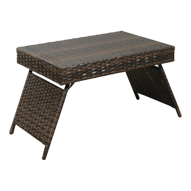 Portable Folding Wicker Table, Brown