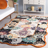 Tapis en laine / coton touffeté à la main noir / ivoire Jaiprkesh