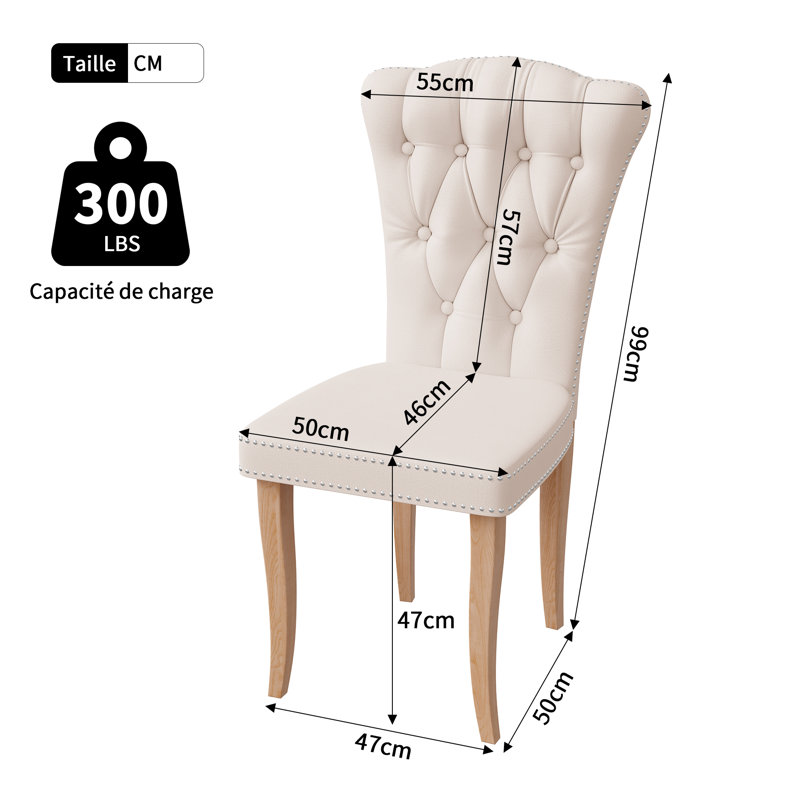 47 cm H Tufted Velvet Side Chair, 6, Beige