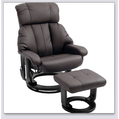 Massage Recliner Chair with Ottoman, 360° Swivel Recliner and Footstool, PU Leather Reclining -  Red Barrel Studio®, 6748DABE69524889B49AE168D932977C