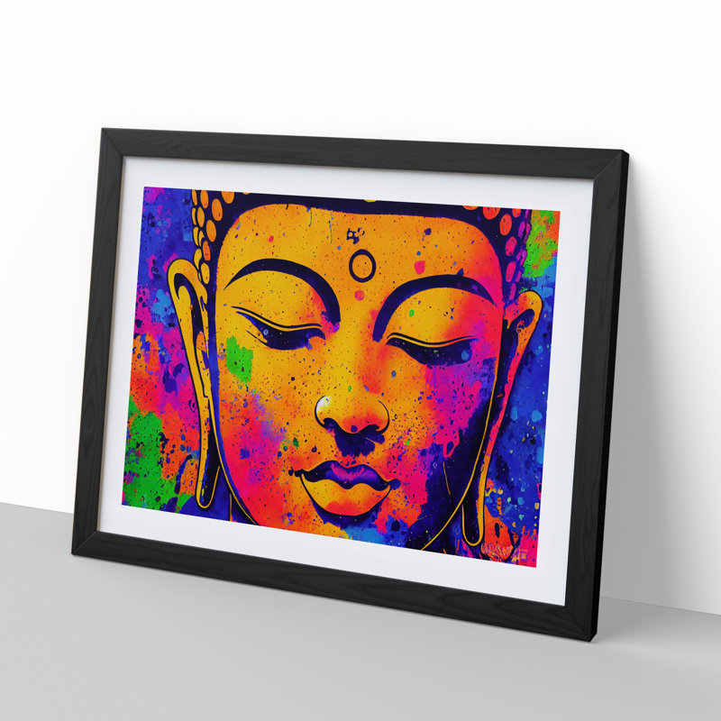 Colourful Buddha Vol.2 Abstract - Single Picture Frame Print, 34cm H x 46cm W x 2cm D, Black