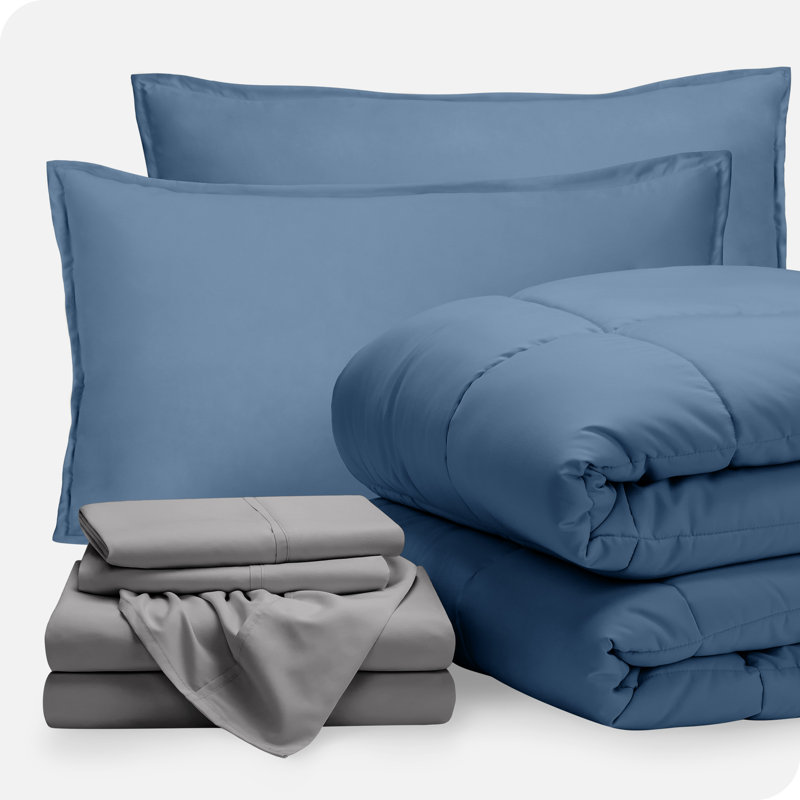 Modern & Contemporary Comforter, Coronet Blue/Light Gray, Queen Comforter + Pillowcases