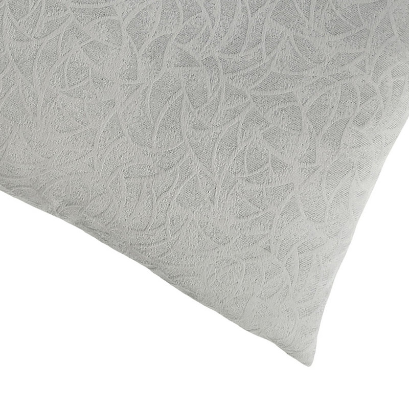 Coussin décoratif Yulu, carré de 18 pouces, jacquard floral, Gris clair