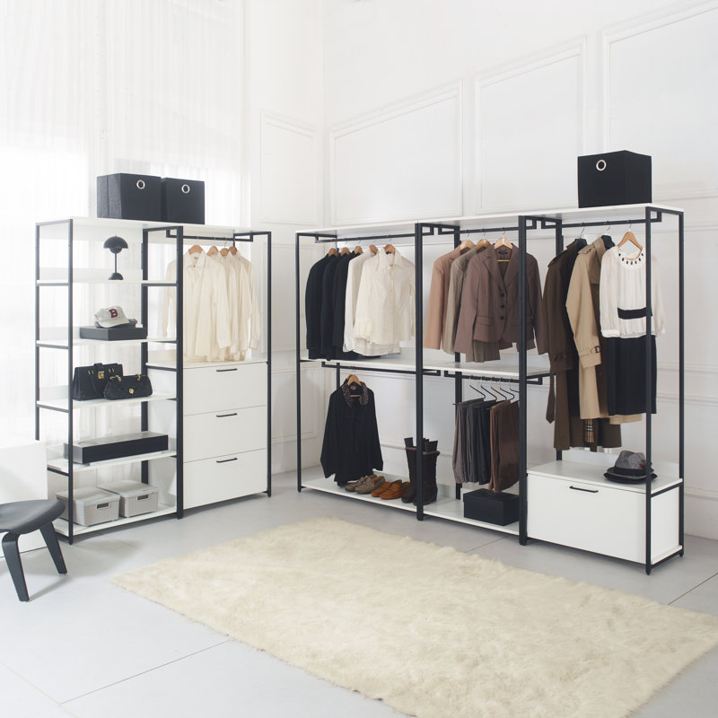 Système d'organisation en métal et bois manufacturé Kennyth, H 77,7 po x l 31,5 po x P 17,3 po