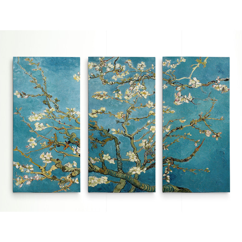 « amande florale horizontal », reproduction de peinture à l’acrylique à multiples images sur toile tendue, H 32 po x l 48 po