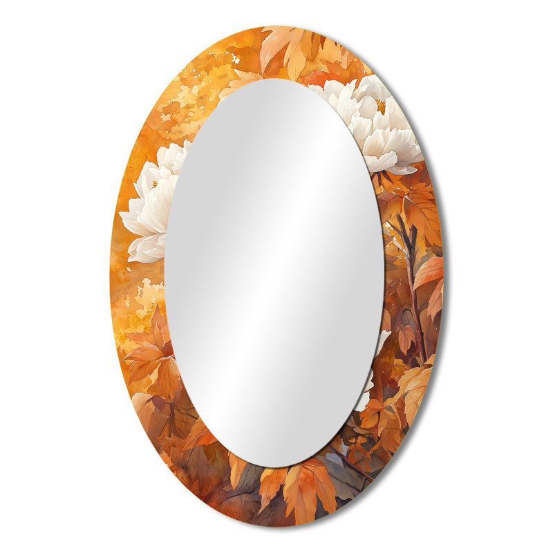 Miroir mural traditionnel pivoines par l'érable érable III - blanc, 36 po x 24 po