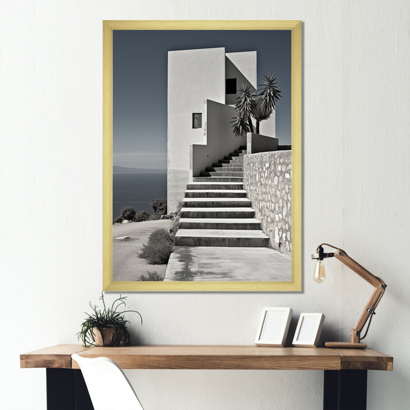 «Minimalist Industrial Landscape I», reproduction sur toile, Cadre doré simple, H 32 po x l 16 po x P 1 po