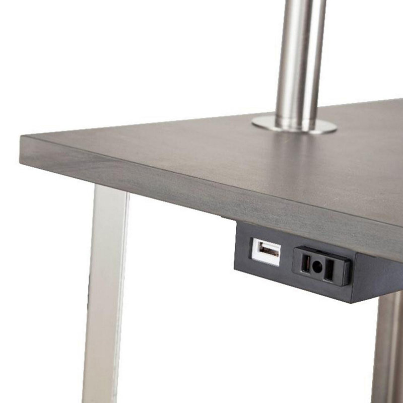 Lampe de table d'appoint carrée 58 "de haut" Dru "avec charge et port USB, argent