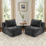 Fauteuil d'appoint rembourré en velours côtelé de 27 po de largeur, gris