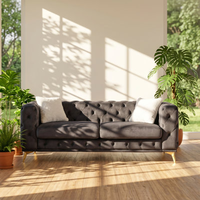 Canapé 3 places en velours Chesterfield l 82,5 po x P 32,75 po x H 30,25 po