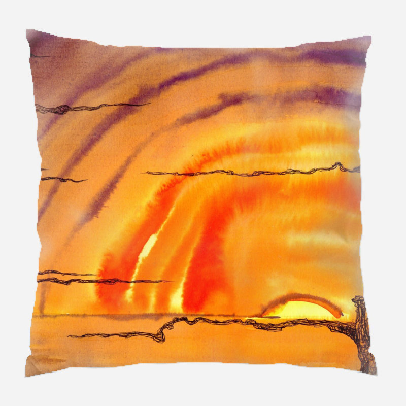 Housse de coussin d'extérieur carré Moundville Sunset, Synthétique, Intérieur
