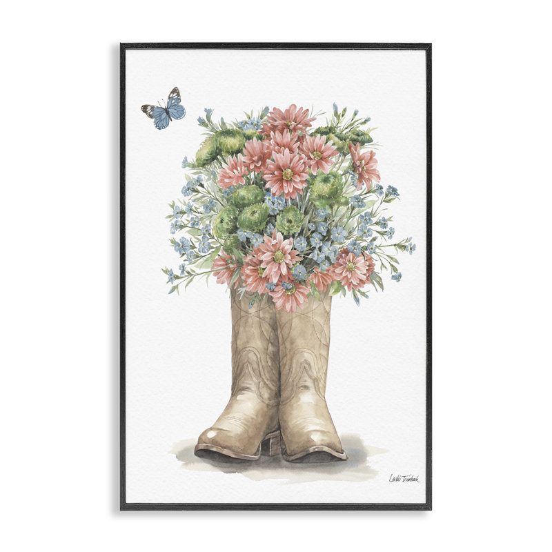 Bottes de fleurs sauvages de l'Ouest, estampe numérique encadrée par Leslie Trimbach, Giclée encadrée noir minuit