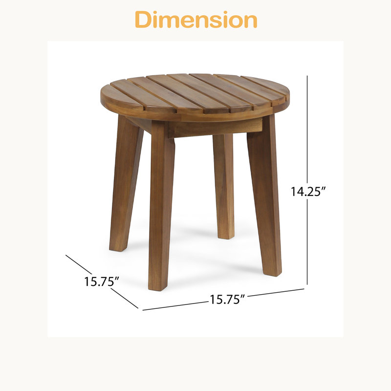Outdoor 16" Acacia Wood Side Table, Teak