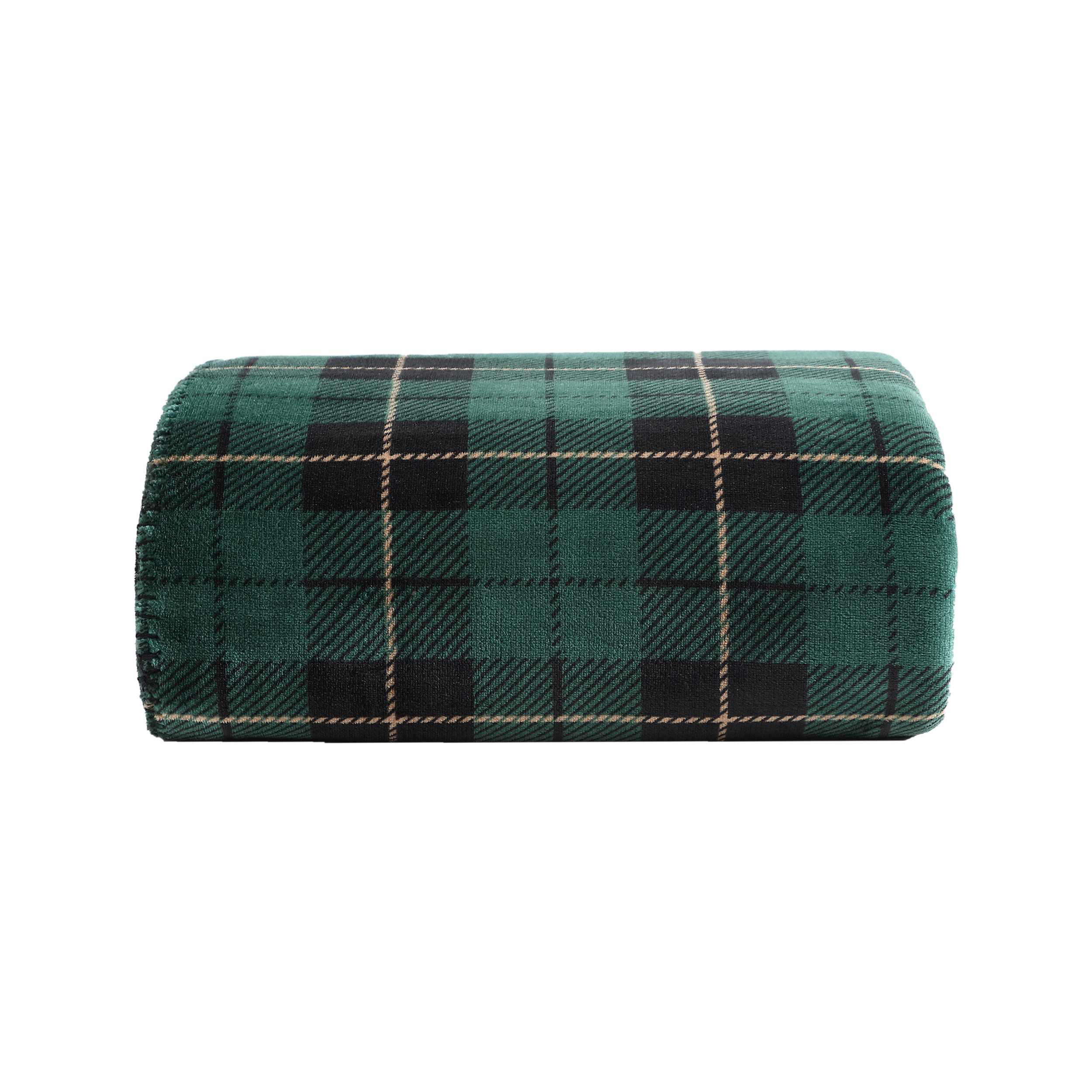 Eddie Bauer Capitol Hill Reversible Green Ultra Soft Plush Throw Blanket - Green Plaid