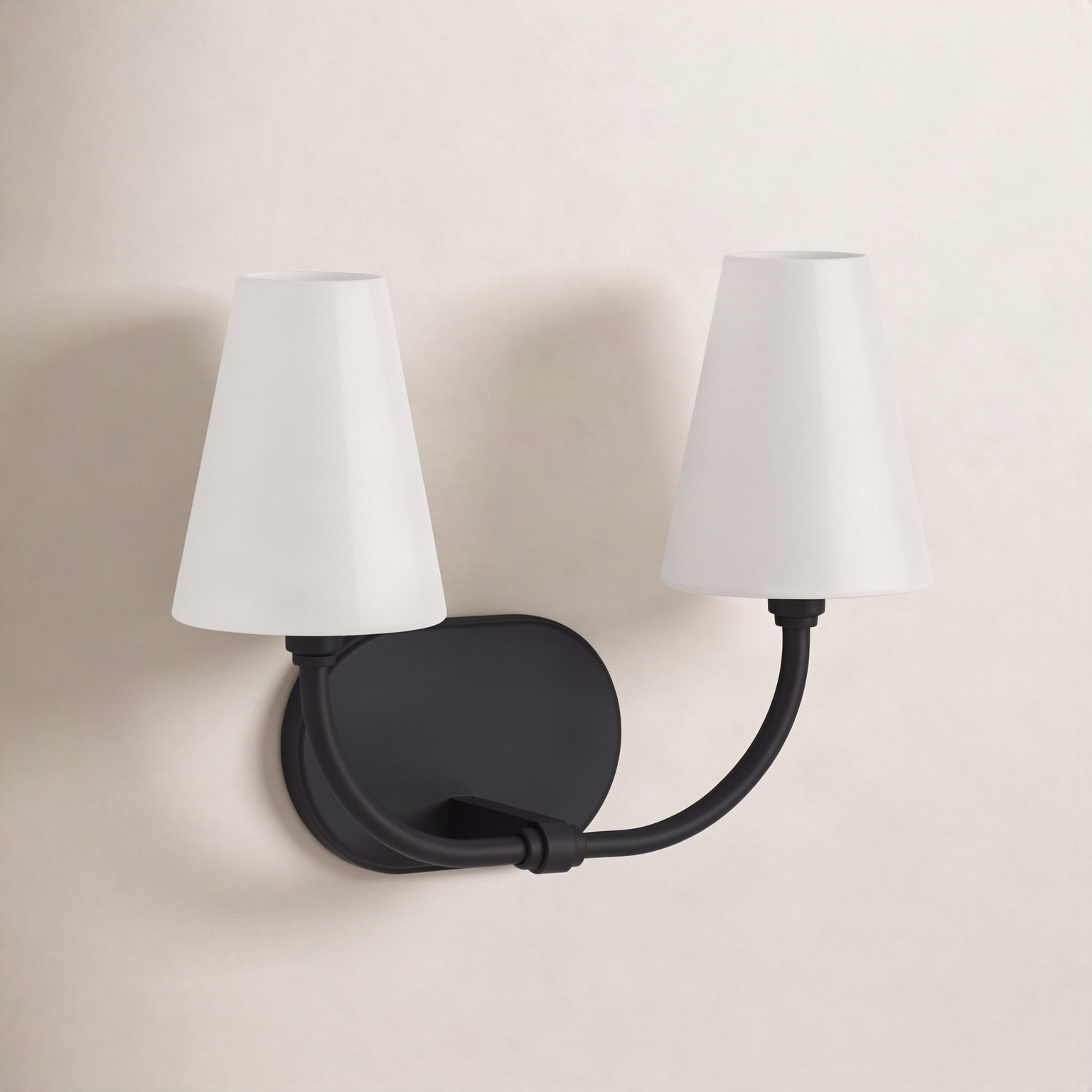 Kernen 2-Light Armed Sconce, Matte Black