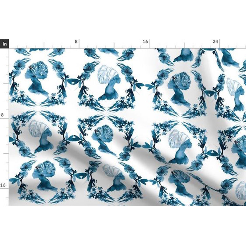 Tissu 100% coton Sœurs, bleu