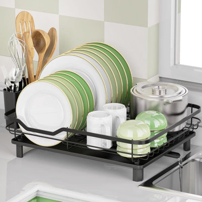 Dish Drying Rack Stainless Steel Rustproof Dish Rack For Kitchen Counter Sturdy Dish Drainer With Drainboard Drainage Utensil Holder For Various Kitchenware