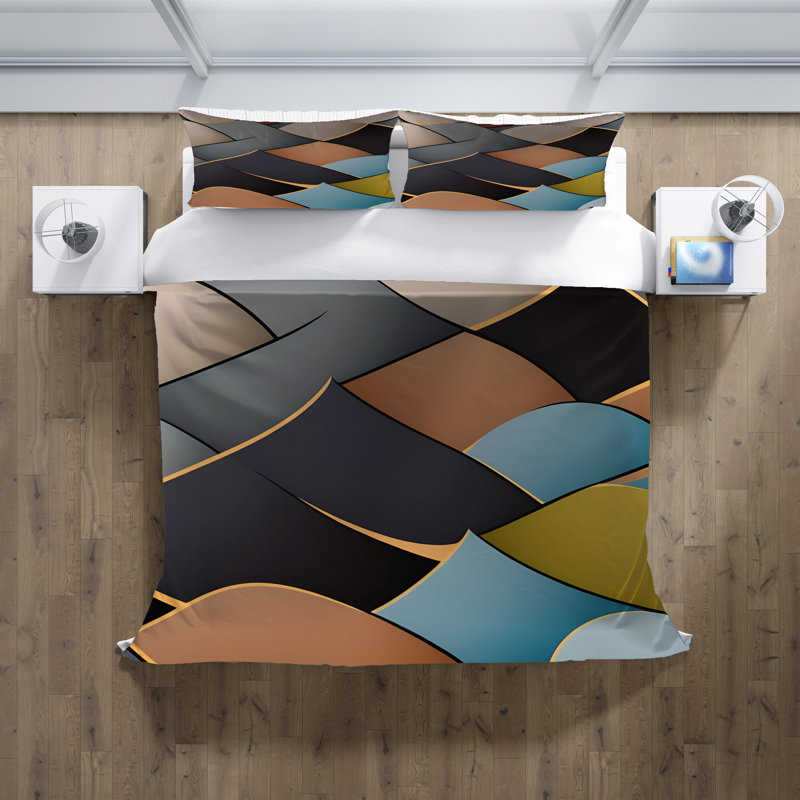 Polyester Abstract Duvet Cover, King Duvet Cover + 2 King Shams