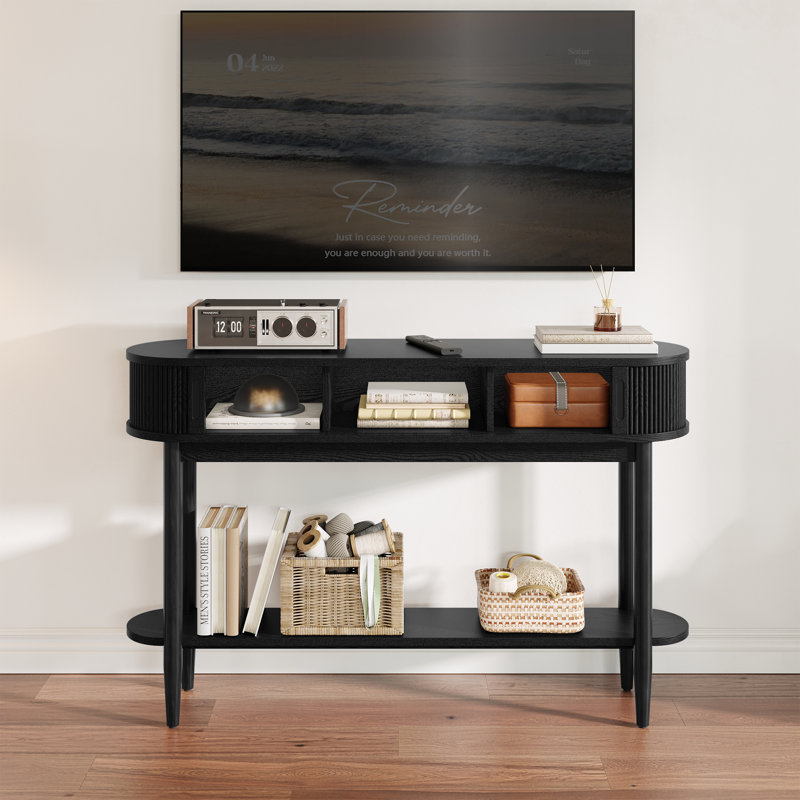 Console cannelée Leathia, Noir