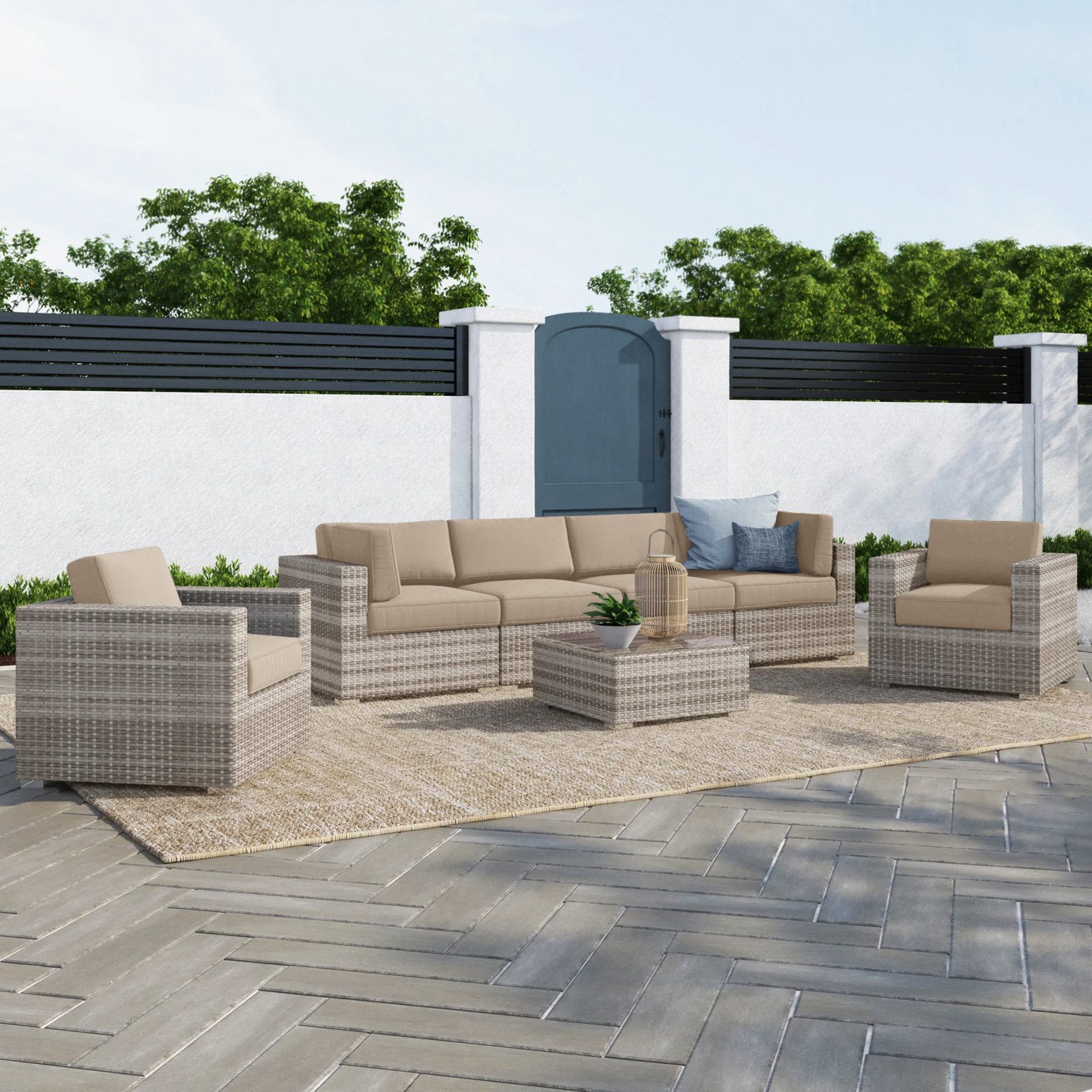 Franke 6-Person Sunbrella® Patio Seating Group, Sunbrella Beige