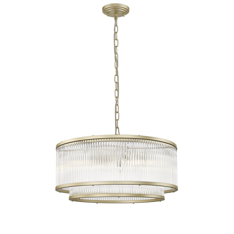Dosch 5 - Light Geometric Pendant, 150cm H x 51cm W, 6 Lights, Matt Gold