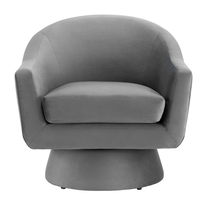 Modway Astral Performance Velvet Fabric and Wood Swivel Chair, Gray Polyester Blend