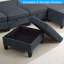 Canapé modulaire en lin 109 po avec repose-pieds et rivets-992760818