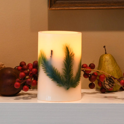 Pine Needle Battery Operated Wax LED Candle