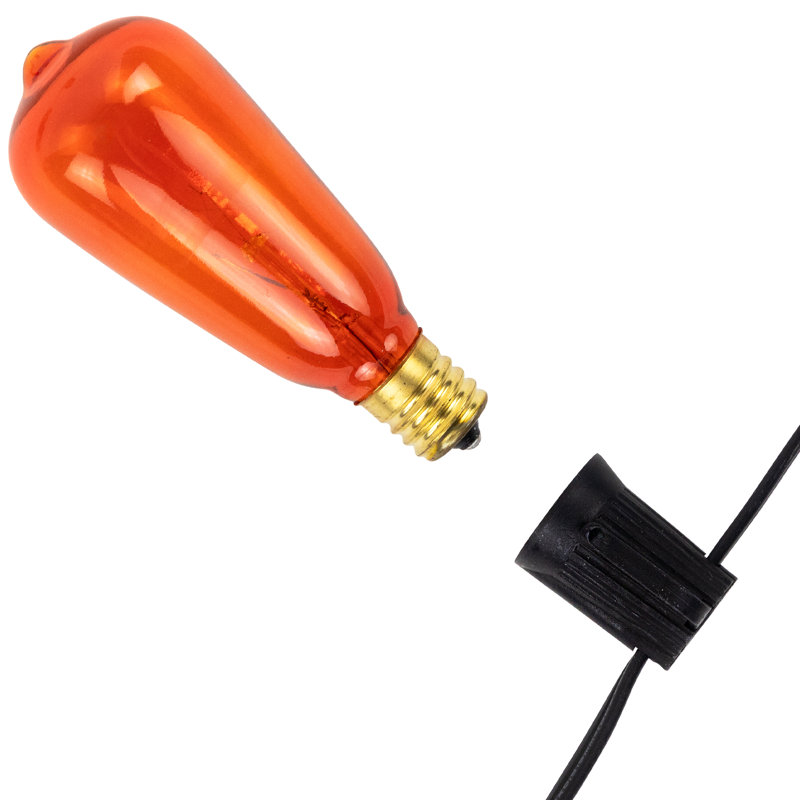 10ct Purple and Orange Edison E17 Halloween Light Set 9ft Black Wire