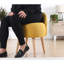 Pouf bohémien avec pieds en bois, jaune, 18,1 po x 25,2 po x 18,1 po | 50% coton / 50% lin, 35 éponges orthopédiques pour plus de confort | Parfait pour les décors modernes et du sud-ouest, les sièges élégants et fonctionnels-603026768