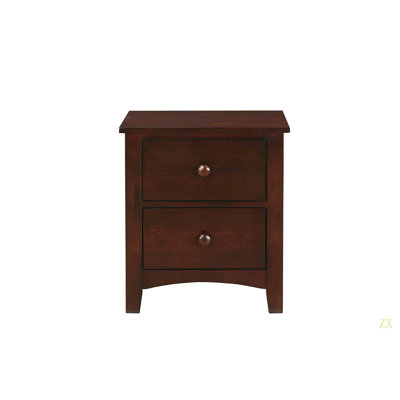 Nightstand 2-Drawers Pine Veneer MDF Wooden 1Pc Modern Nightstand