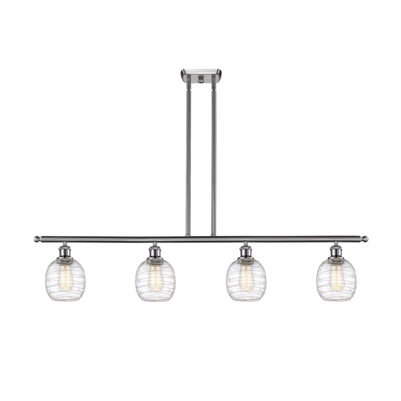 Luminaire suspendu linéaire à 4 lumières pour îlot de cuisine Carlucci, Ampoule non incluse, Nickel satiné brossé