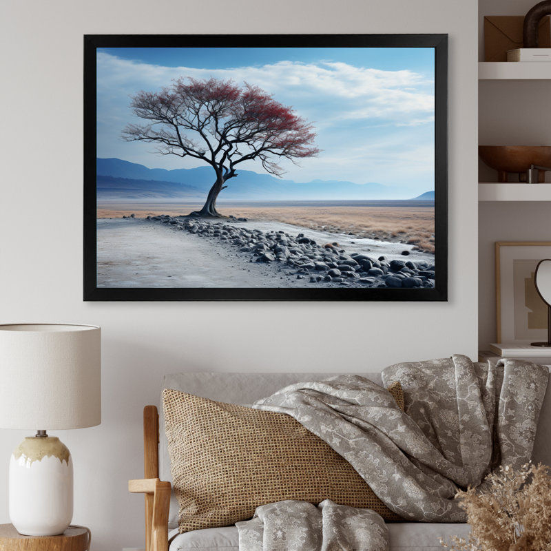 Ciel, ciel, horizon, arbre, H 34 po x l 44 po x P 1,5 po, Cadre simple noir