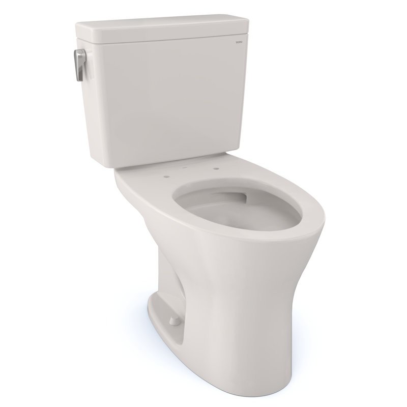 Drake® Elongated Two-Piece toilet (Seat Not Included), Bone, Left-Hand, Dual Flush