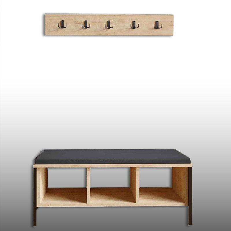Metal Legs Hall Tree With Bench And 10 Hooks