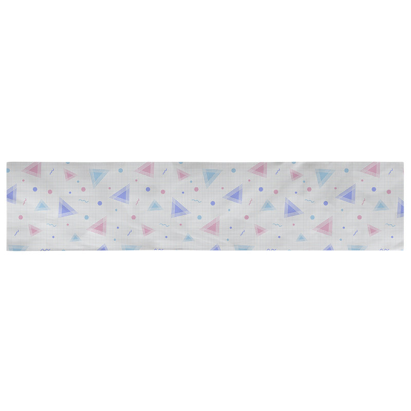 Chemin de table 90s Avicia, 90 po x 16 po, Bleu / Rose, 100 % coton