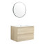 Meuble-lavabo en chêne 30 po avec lavabo en céramique et 2 tiroirs à fermeture en douceur - look moderne 2-637213123