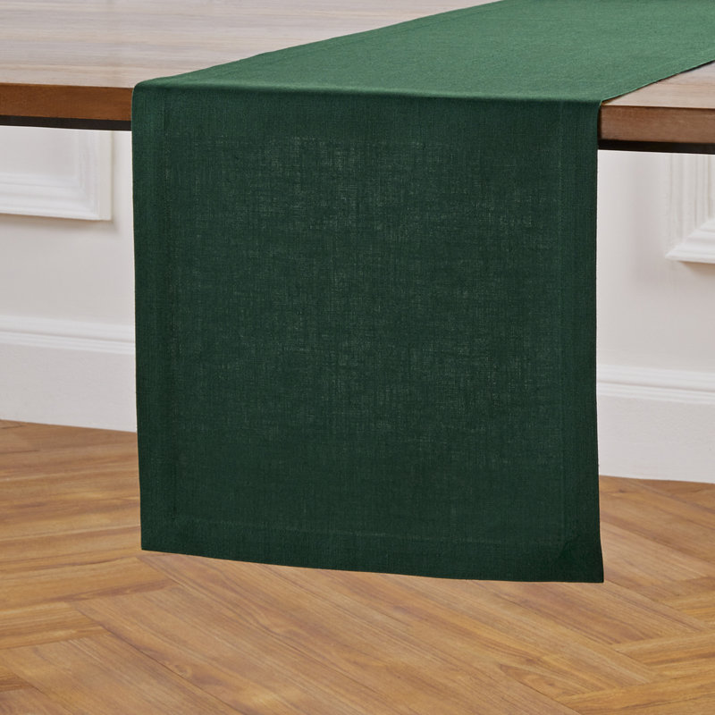Diana - 100% Pure Linen Table Runner, 90" x 14", Evergreen