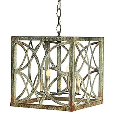 Lustre carré / rectangulaire élégant à 4 lumières Lantern