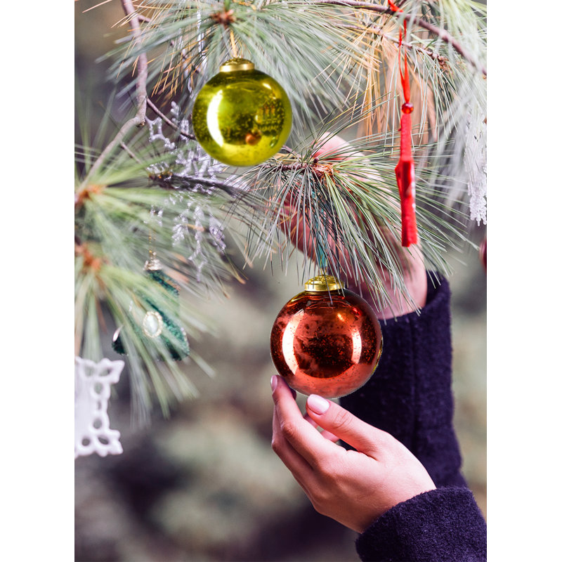 Serene Spaces Living, ensemble de 6 ornements d'arbre de Noël rouge, vert et or pour la décoration de Noël