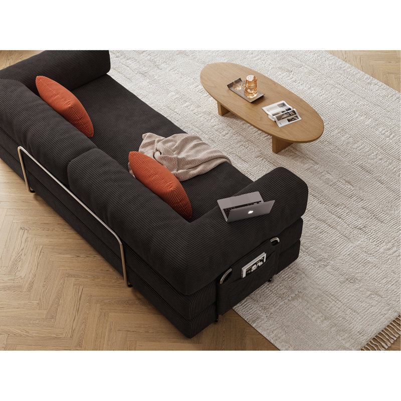 Canapé-lit convertible 78,8 po avec accoudoirs, H 26,4 po x l 78,8 po x P 35,5 po, Noir