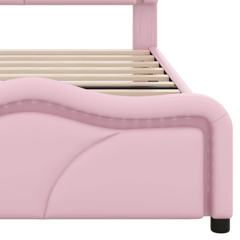 Lit plateforme tapissier Aliaa, Complète, Rose