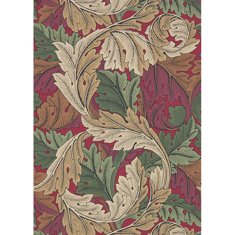 Acanthus Wallpaper, Madder/Thyme