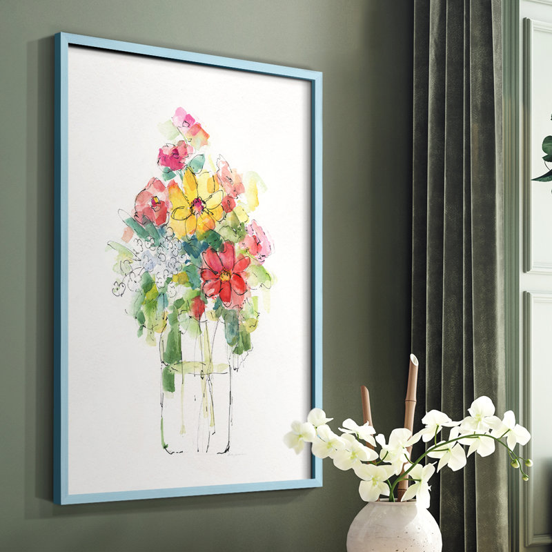 «Summer Picks In Jar I», reproduction encadrée - bois massif, Bleu, H 10 po x l 8 po