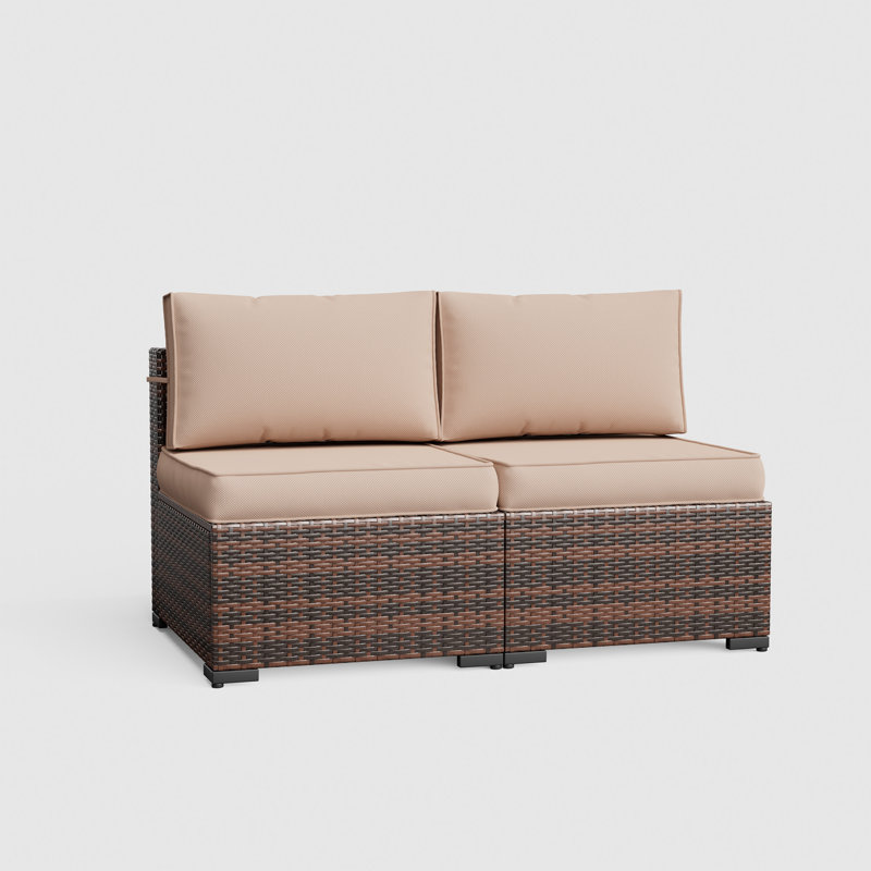 Flarrie 2-Person Patio Seating Group with Cushions, Khaki