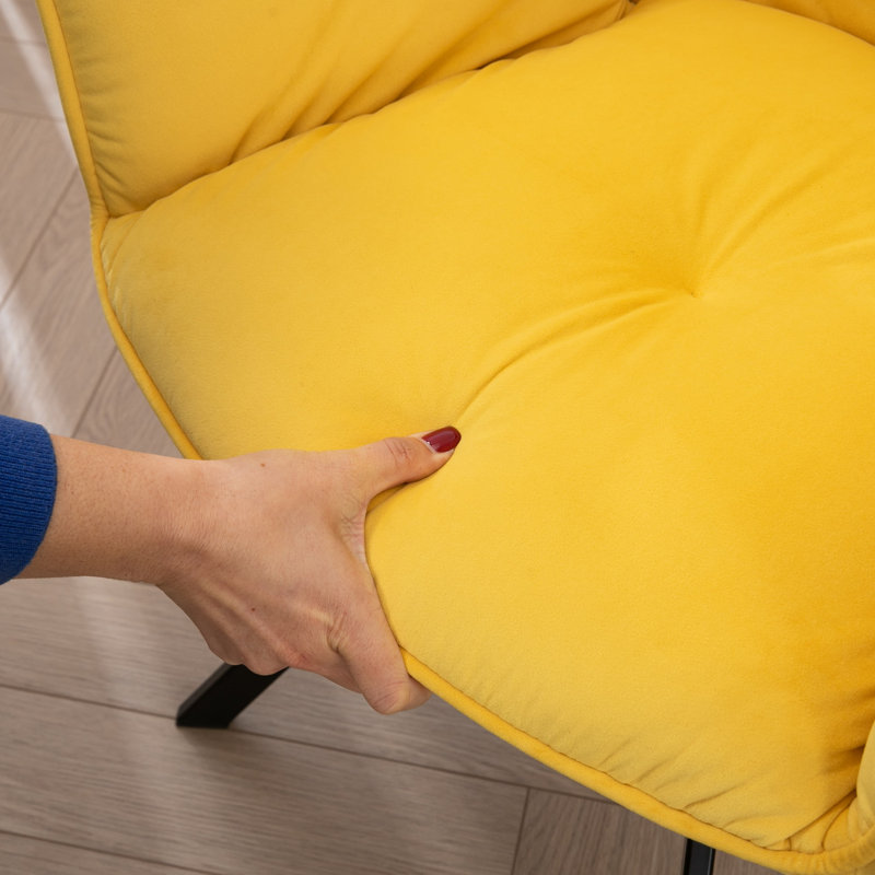 Aghaboy 49cm H Upholstered Metal Armchair, Yellow