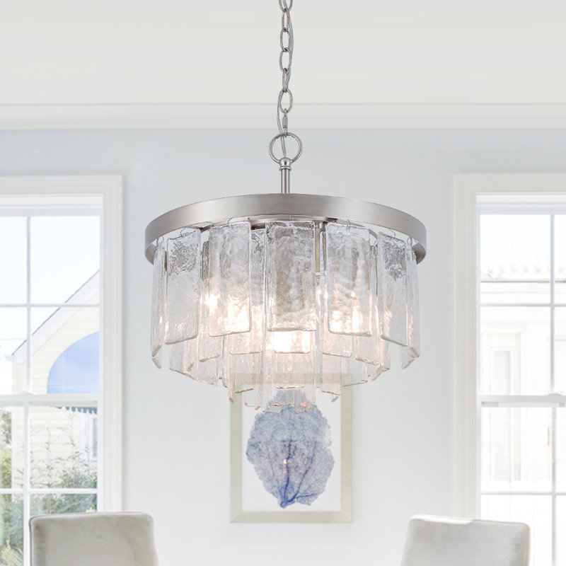 Lustre tambour en verre Livingon, 13.4" H x 15.7" W x 15.7" D, Oil Rubbed Bronze