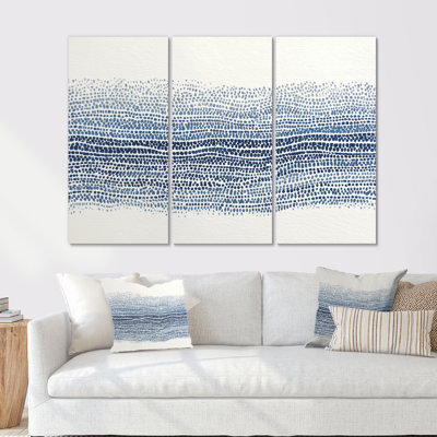 Bleu et beige, algues océaniques - ensemble d'art mural côtier