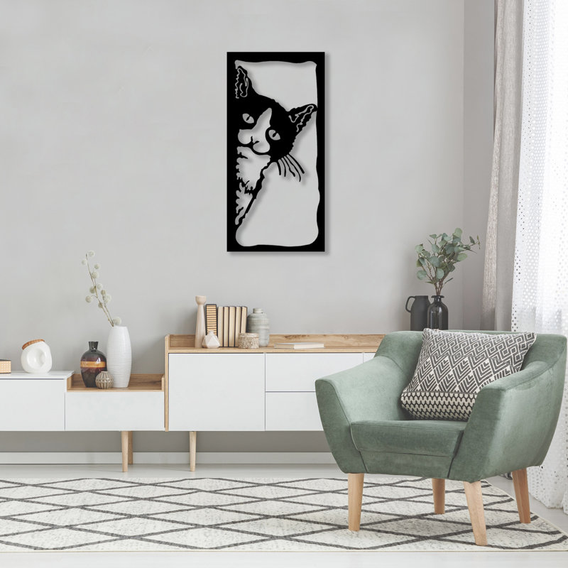 Élégant accessoire mural décoratif en métal, noir, 13,8 po x 27,6 po | Fabrication 100% métal, épaisseur: 0,08 pouce | Fixation murale facile avec support arrière | Parfait pour les décorations et les objets d'art modernes