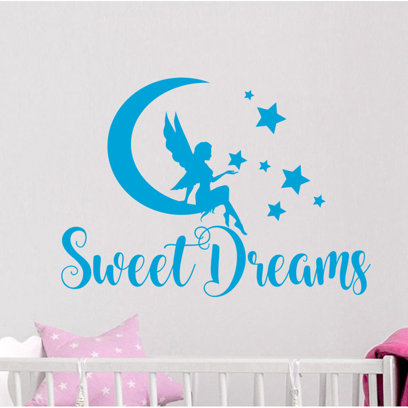 Décalcomanie murale lune rêves, Bleu givré